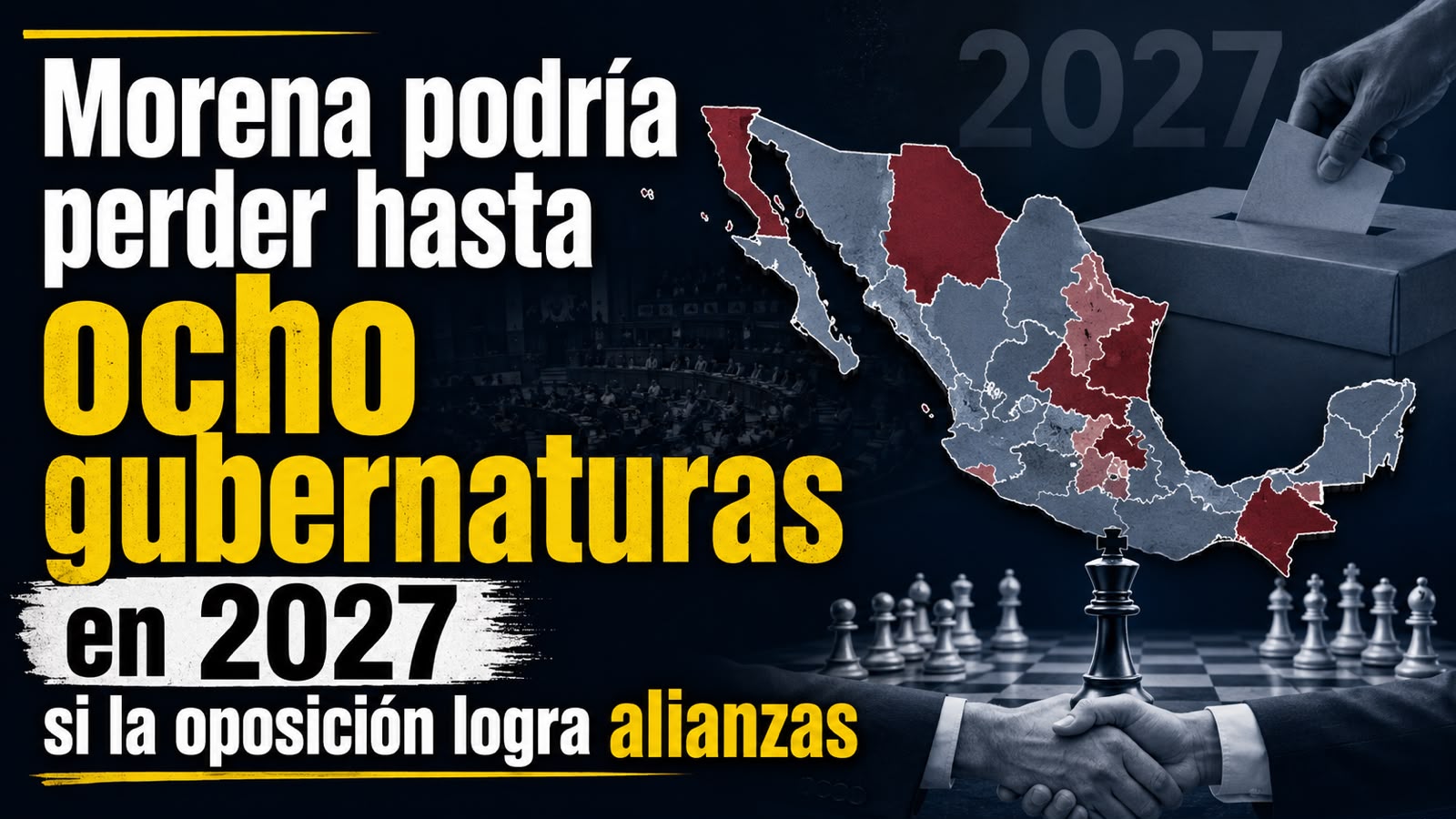 Morena podría enfrentar hasta ocho gubernaturas cometidas rumbo a las elecciones de 2027 si la oposición logra construir alianza